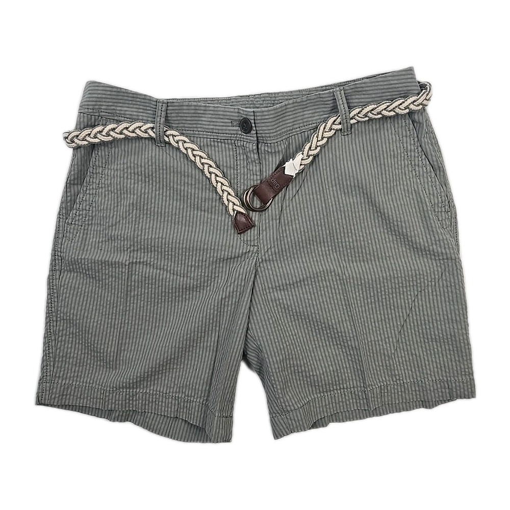 Talbots Size 6 Girlfriend Chino Seersucker Green Stripe Womens Shorts & Gap Belt